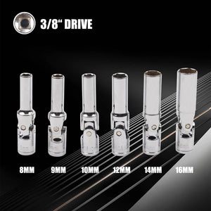 6 CHIAVI A SNODO SMONTA CANDELETTE AUTO SNODATE SMONTAGGIO CANDELE DA 8 A 16