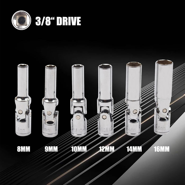 6 CHIAVI A SNODO SMONTA CANDELETTE AUTO SNODATE SMONTAGGIO CANDELE DA 8 A 16