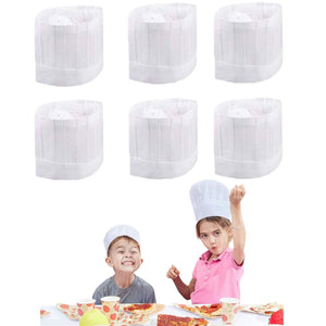 6 Cappelli da Cuoco Monouso in Carta Bianca Regolabili per Cucina e Ristorante