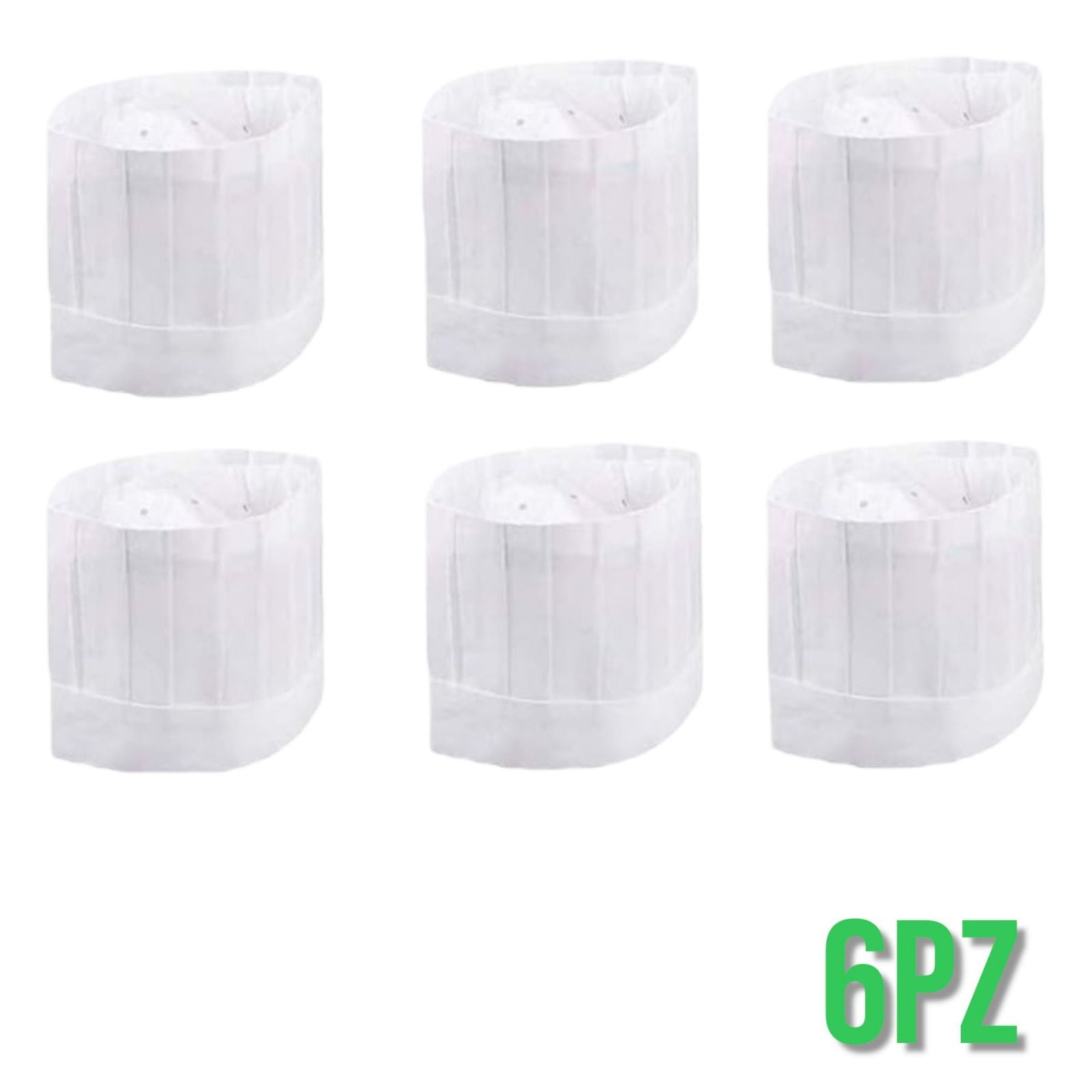 6 Cappelli da Cuoco Monouso in Carta Bianca Regolabili per Cucina e Ristorante