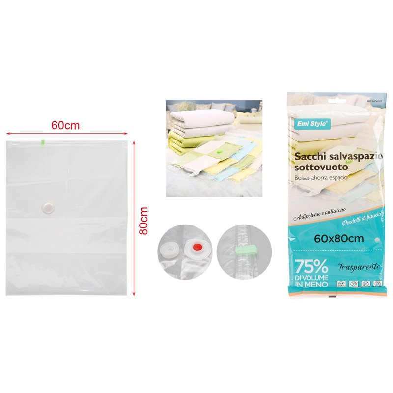 6 Pezzi Sacchetti Buste Sottovuoto Vestiti Trasparente 60X80cm