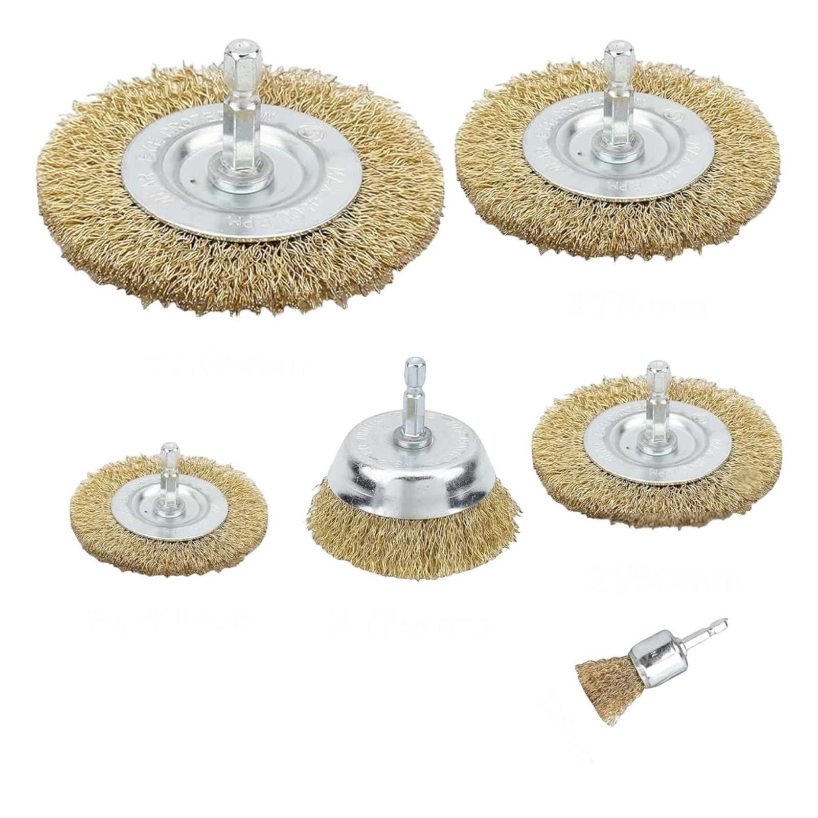 6 Spazzole Metalliche per Trapano Spazzola Di Ferro a Tazza per Ruggine Art.591005