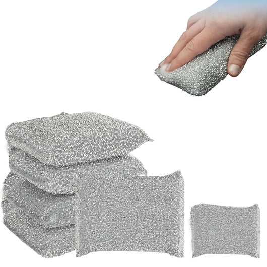 6 Spugne Abrasive 12x8 cm per Cucina Lavello Piatti Griglie Sporco Ostinato 055