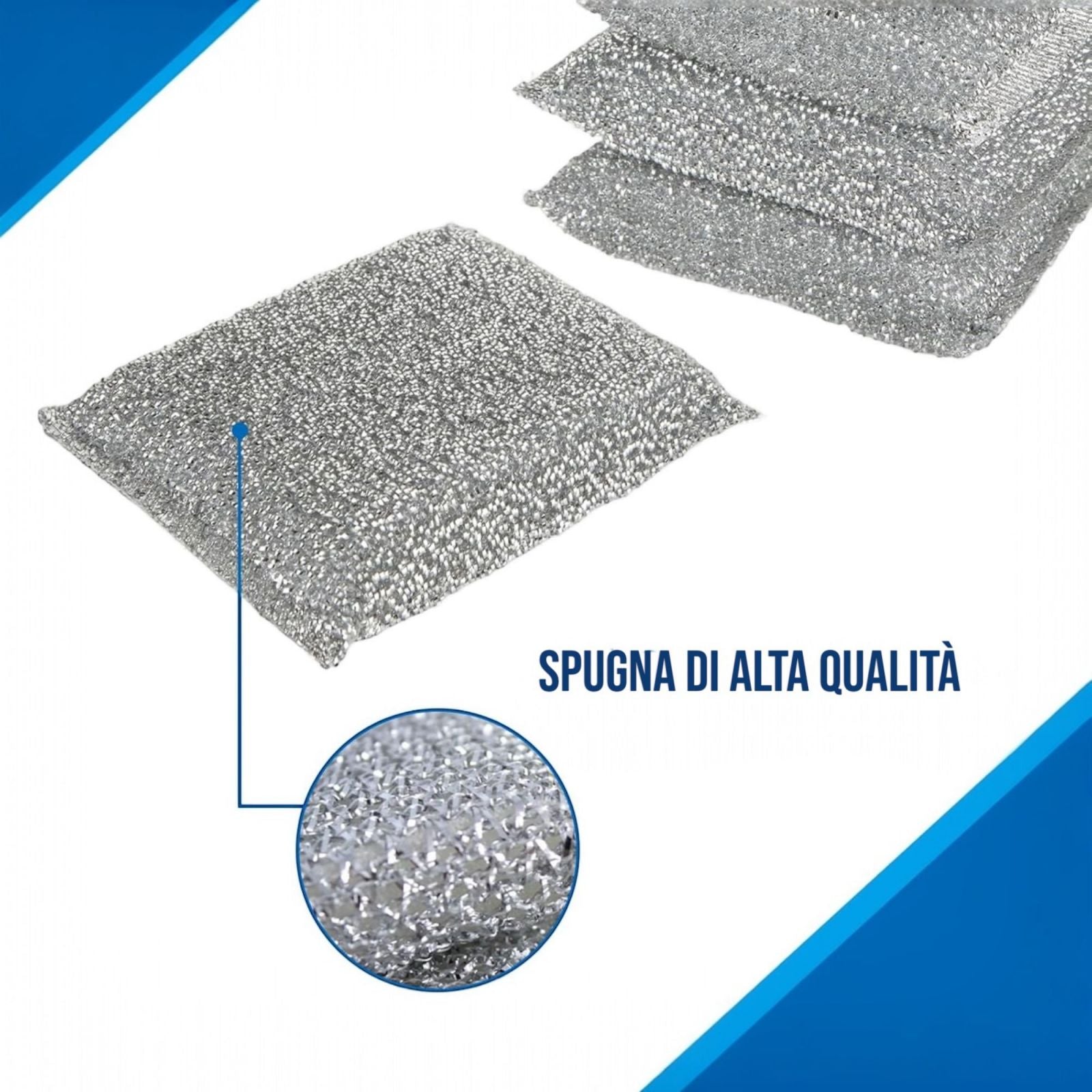6 Spugne Abrasive 12x8 cm per Cucina Lavello Piatti Griglie Sporco Ostinato 055