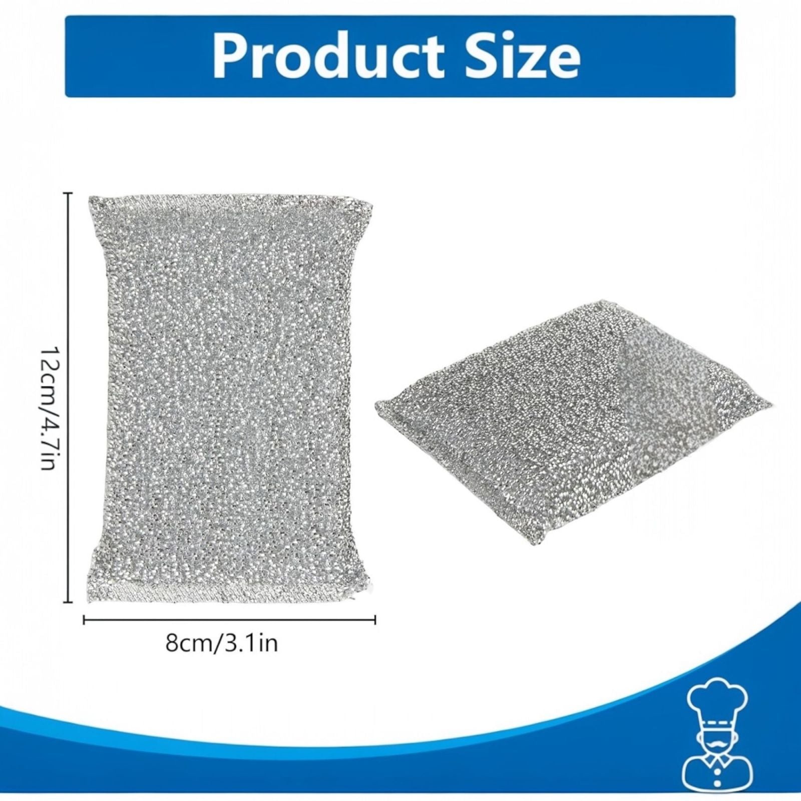 6 Spugne Abrasive 12x8 cm per Cucina Lavello Piatti Griglie Sporco Ostinato 055