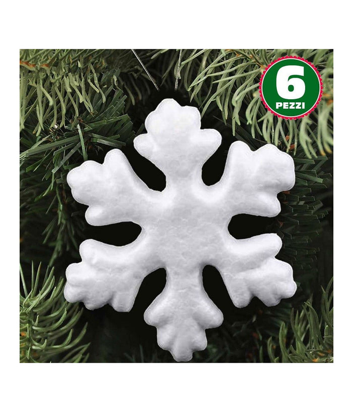 6 Appendini Fiocchi Di Neve In Polistirolo 22cm Bianchi Decorazioni Natalizie         