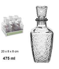 6 Bottiglia Vintage Per Liquore Wiskey Cognac Scotch In Vetro Con Tappo 8x20cm         