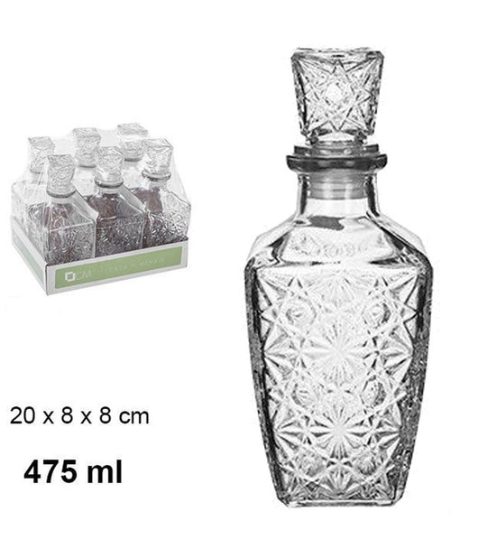 6 Bottiglia Vintage Per Liquore Wiskey Cognac Scotch In Vetro Con Tappo 8x20cm         