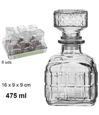 6 Bottiglia Vintage Per Liquore Wiskey Cognac Scotch In Vetro Con Tappo 9x16cm         
