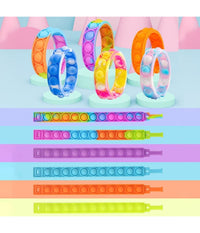 6 Braccialetti Antistress Arcobaleno Bolle Aria In Silicone Gioco Bambini Adulti         
