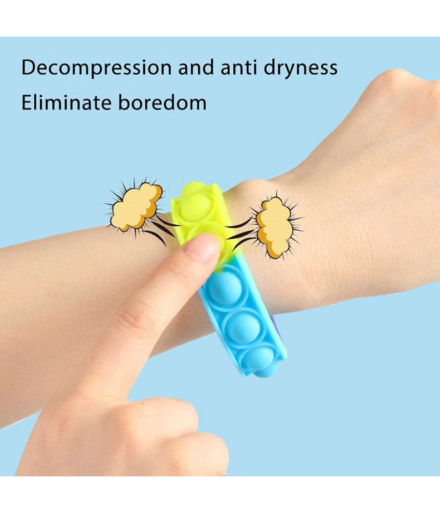 6 Braccialetti Antistress Arcobaleno Bolle Aria In Silicone Gioco Bambini Adulti         
