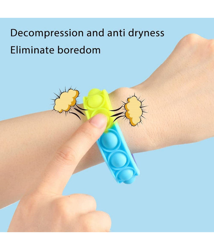 6 Braccialetti Antistress Arcobaleno Bolle Aria In Silicone Gioco Bambini Adulti         