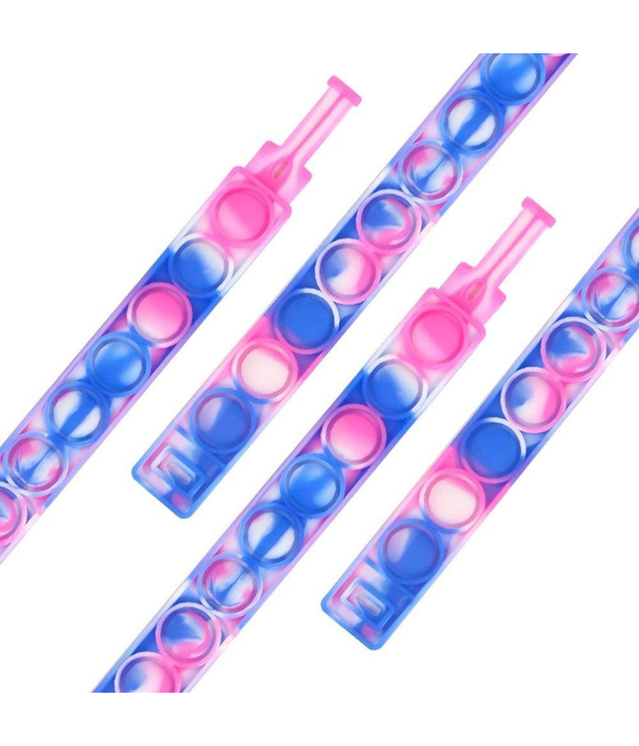 6 Braccialetti Antistress Arcobaleno Bolle Aria In Silicone Gioco Bambini Adulti         