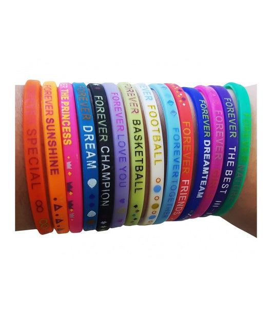 6 Braccialetti Forever Silicone Elastico Amicizia Sport Love Amore Trend         