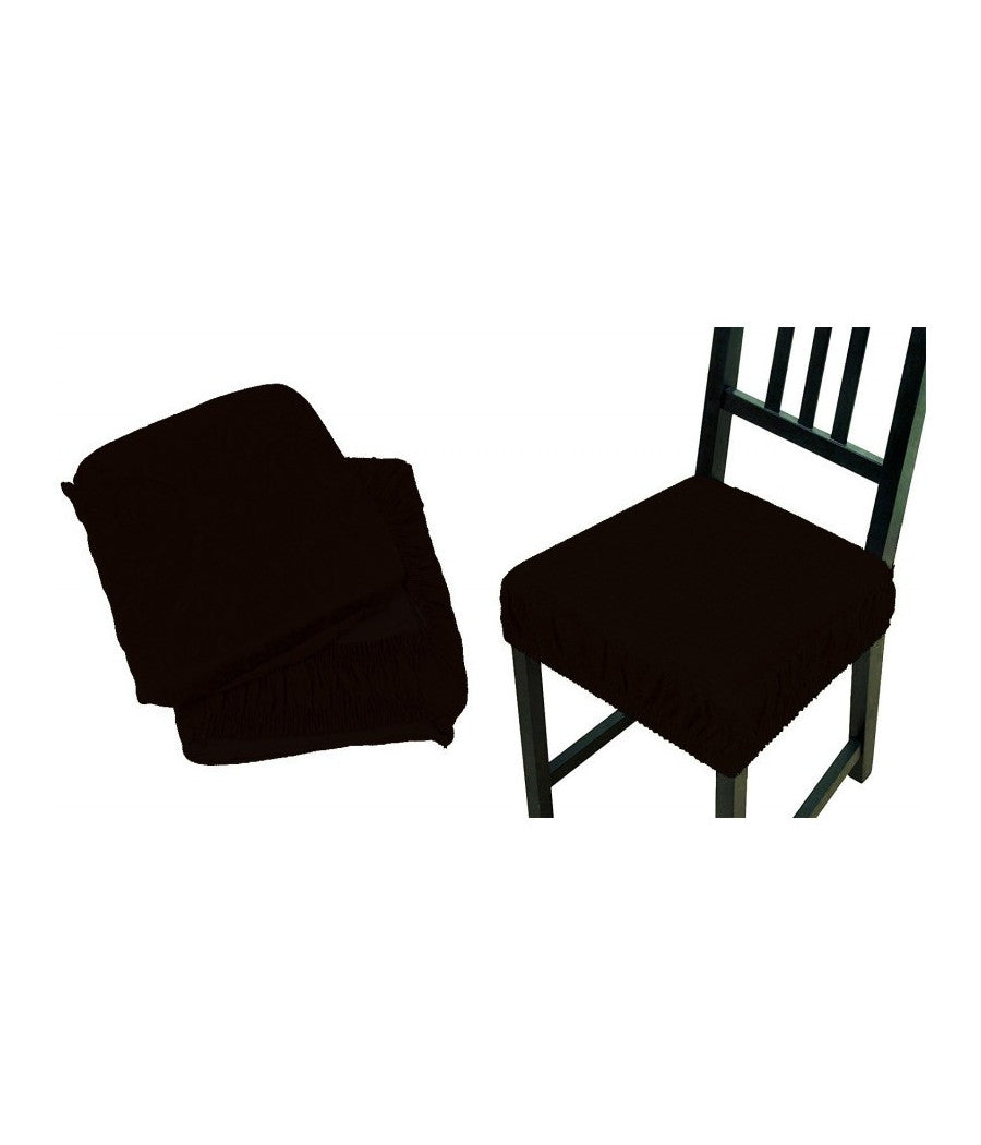 6 Copri Sedia Marrone Fascia Elastico Cuscino Per Sedie Imbottito Sfoderabile         