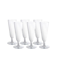 6 Flute Bicchieri Plastica Trasparenti Calice Spumante Champagne Feste Natale         