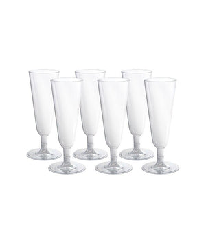 6 Flute Bicchieri Plastica Trasparenti Calice Spumante Champagne Feste Natale         