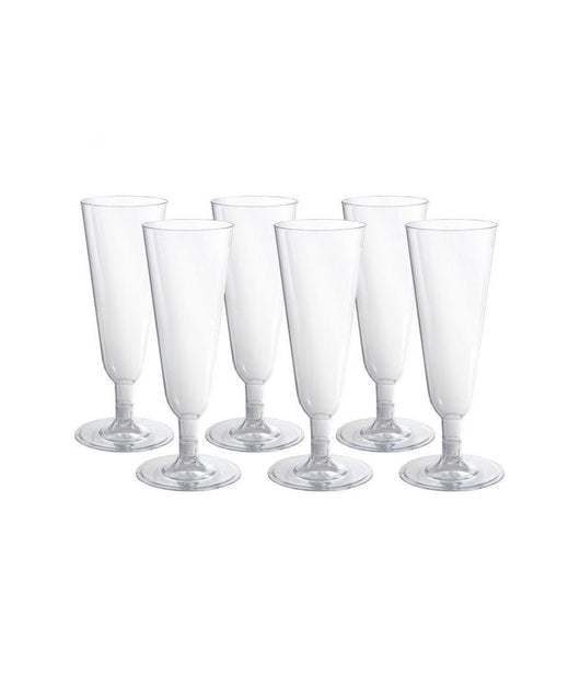 6 Flute Bicchieri Plastica Trasparenti Calice Spumante Champagne Feste Natale         