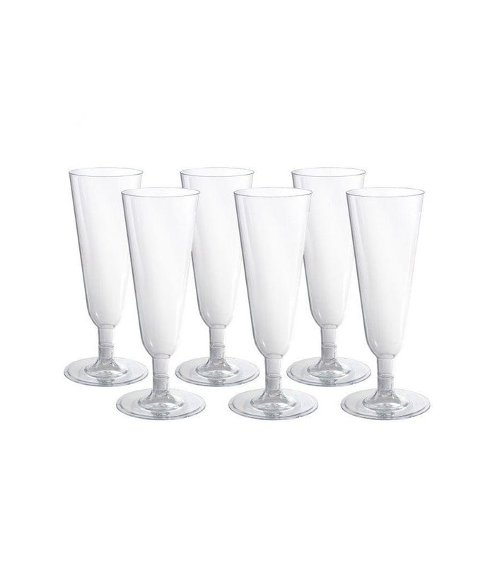 6 Flute Bicchieri Plastica Trasparenti Calice Spumante Champagne Feste Natale         