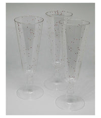 6 Flute Bicchieri Plastica Trasparenti Calice Spumante Champagne Feste Natale         