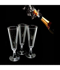 6 Flute Bicchieri Plastica Trasparenti Calice Spumante Champagne Feste Natale         