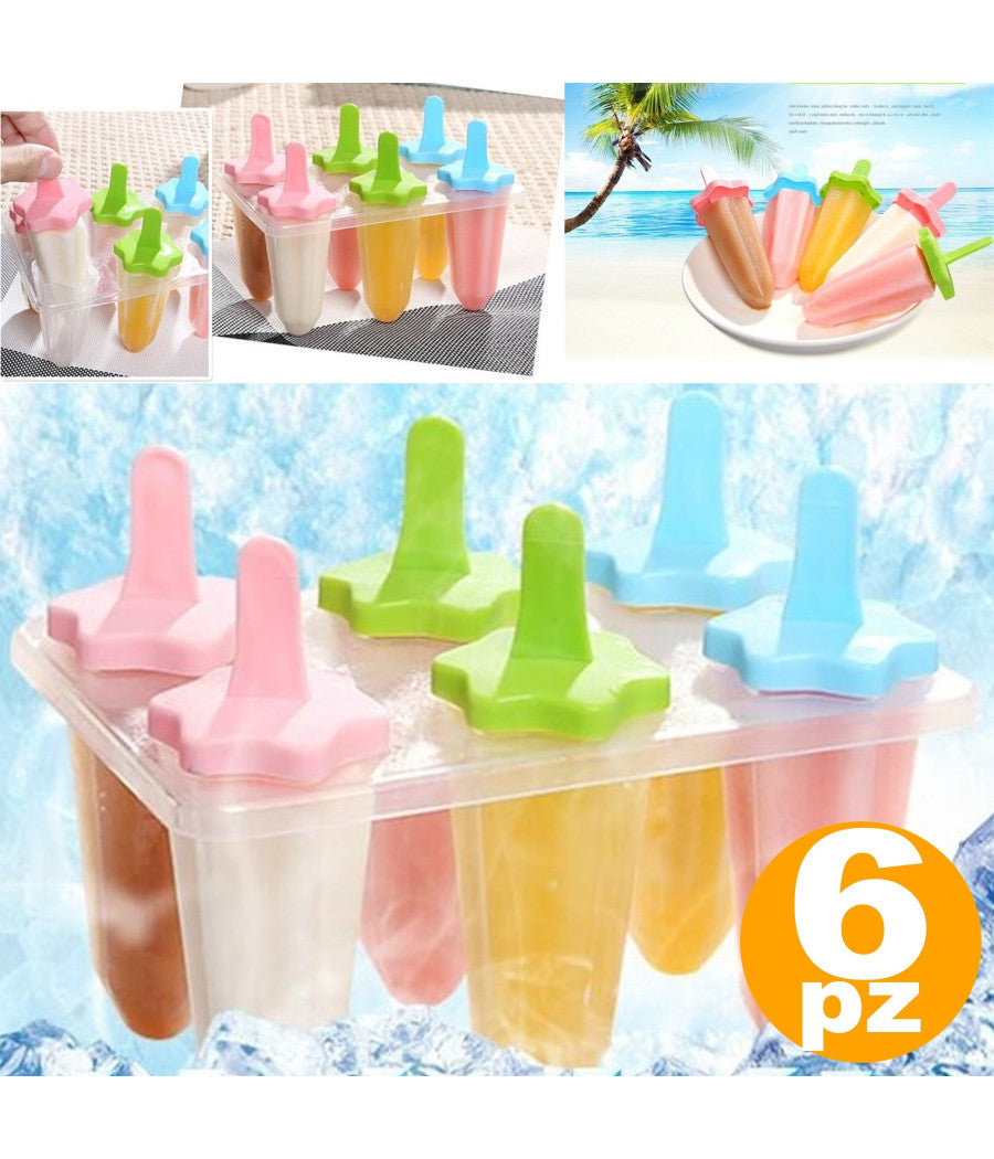 6 Formine Stampo Per Ghiaccioli Ghiacciolo Fatti In Casa Forme Stampi Ice Estate         