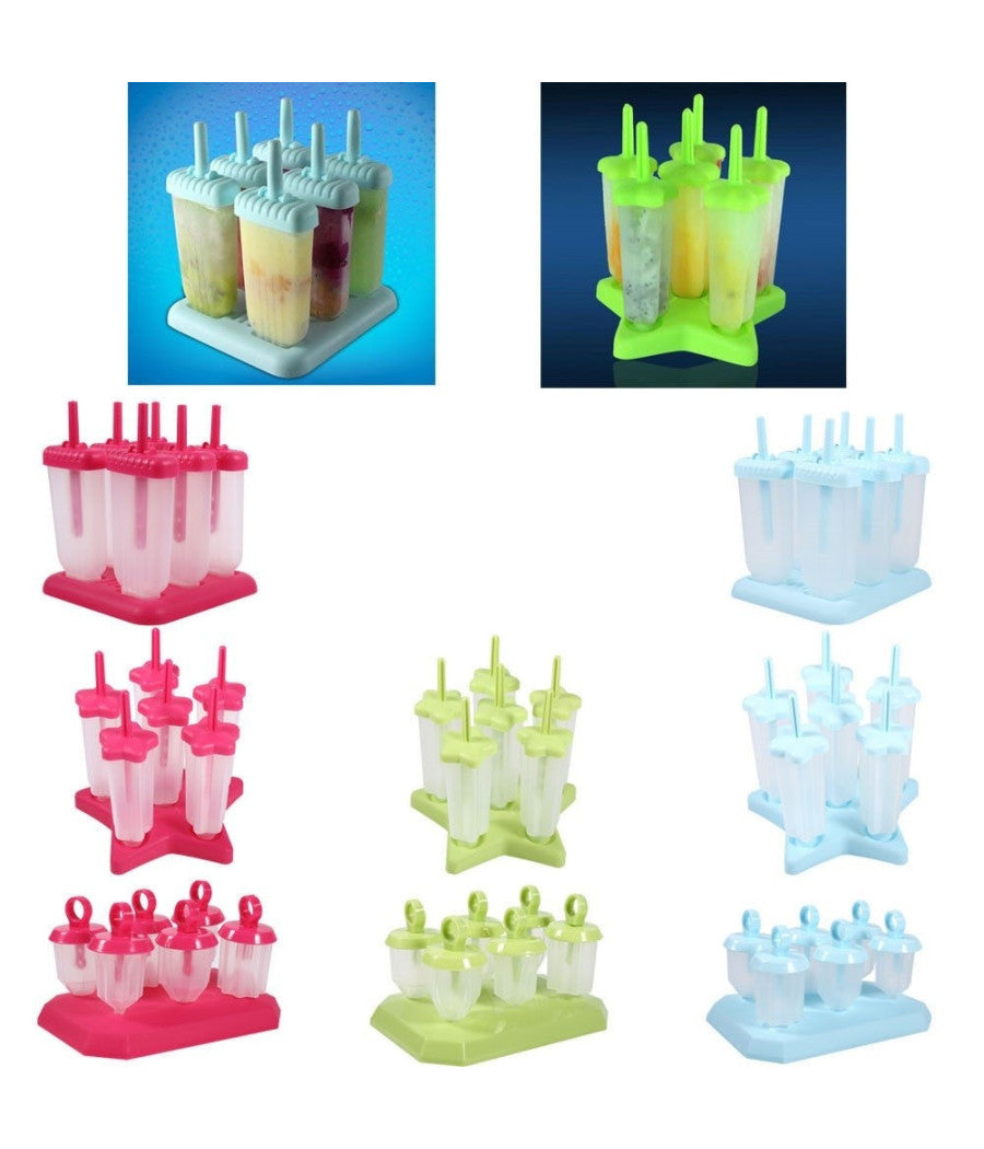 6 Formine Stampo Per Ghiaccioli Ghiacciolo Fatti In Casa Forme Stampi Ice Estate         