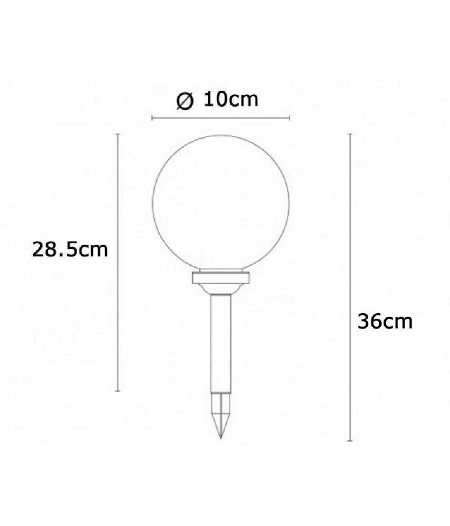 6 Lampione Solare 1 Led Giardino 10 Cm Picchetto Lampade Globo Esterni Te-b0164         