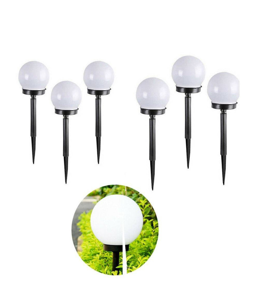 6 Lampione Solare 1 Led Giardino 10 Cm Picchetto Lampade Globo Esterni Te-b0164         