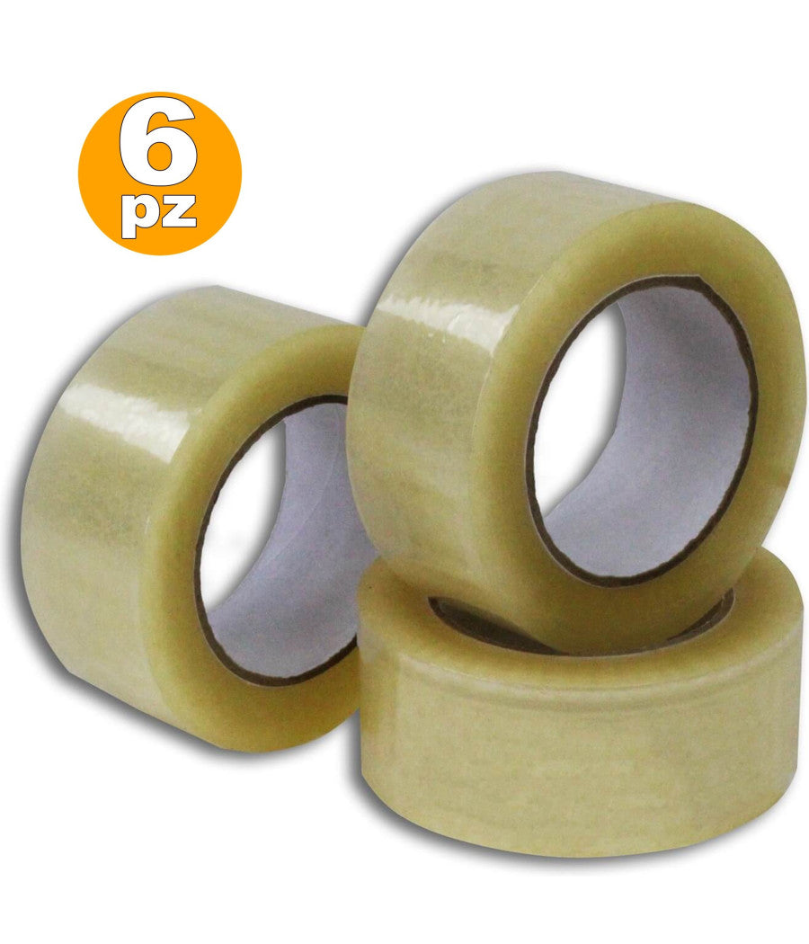 6 Pezzi Nastro Adesivo Trasparente Rotolo 4.5cm X 30 M Da Imballaggio Scatole         