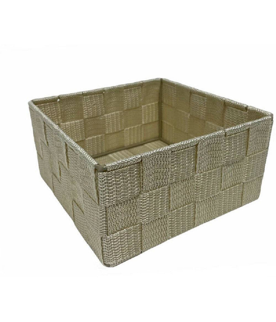 6 Pz Scatola In Tessuto Contenitori Organizer Bagno Armadio Cassetti Beige 79152         