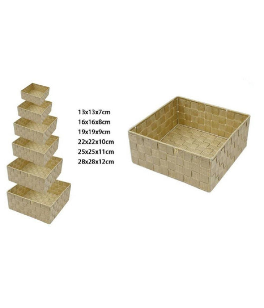 6 Pz Scatola In Tessuto Contenitori Organizer Bagno Armadio Cassetti Beige 79152         