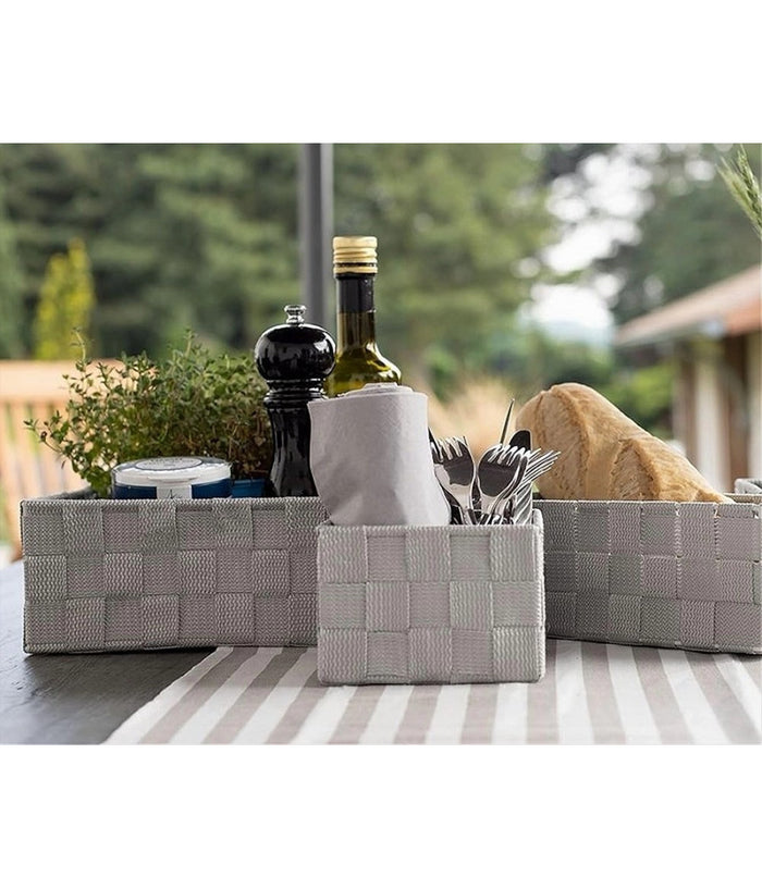 6 Pz Scatola In Tessuto Contenitori Organizer Bagno Armadio Grigio Chiaro 79072         