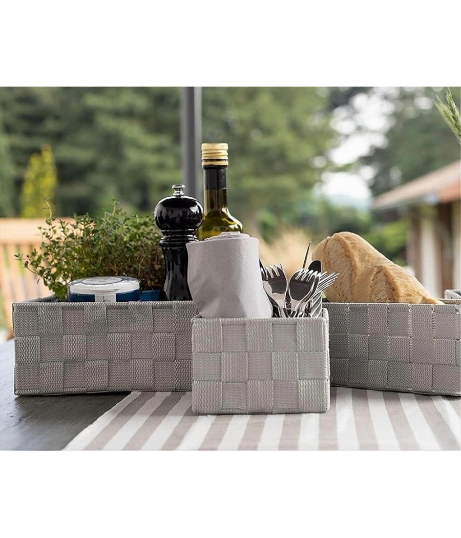 6 Pz Scatola In Tessuto Contenitori Organizer Bagno Armadio Grigio Chiaro 79072         