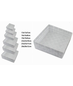 6 Pz Scatola In Tessuto Contenitori Organizer Bagno Armadio Grigio Chiaro 79072         