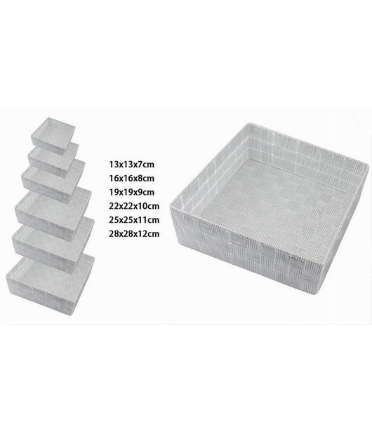 6 Pz Scatola In Tessuto Contenitori Organizer Bagno Armadio Grigio Chiaro 79072         