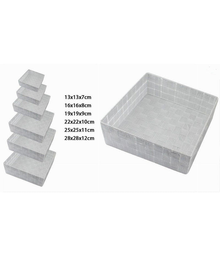 6 Pz Scatola In Tessuto Contenitori Organizer Bagno Armadio Grigio Chiaro 79072         