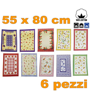 6 Strofinacci Cotone Fibra Naturale Asciugapiatti Asciuga Piatti Canovaccio         