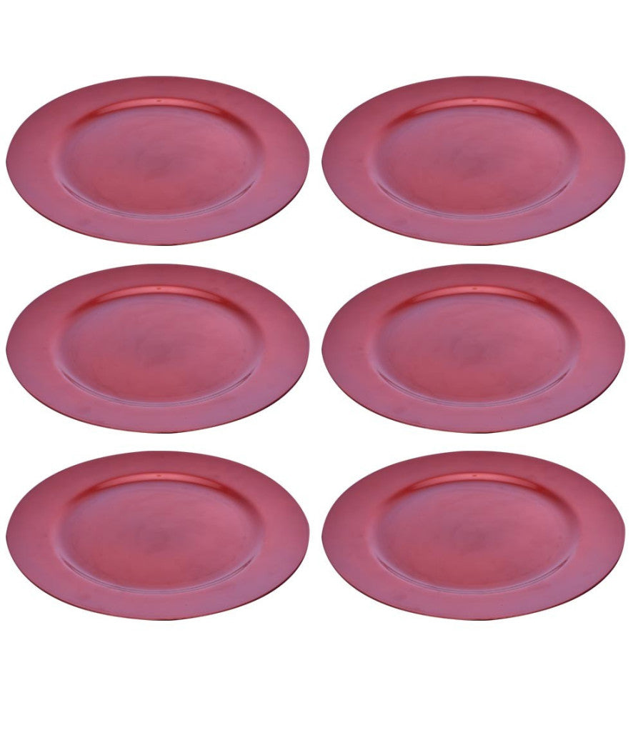 6 X Sottopiatti Natalizi In Plastica 33cm Decorazioni Natale Per La Tavola Rosa         