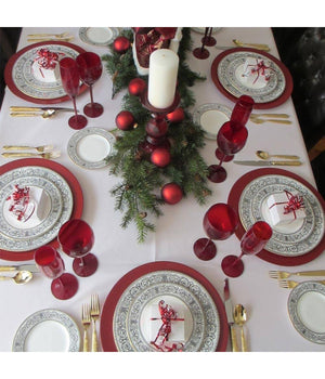 6 X Sottopiatti Natalizi In Plastica 33cm Decorazioni Natale Per La Tavola Rosso         