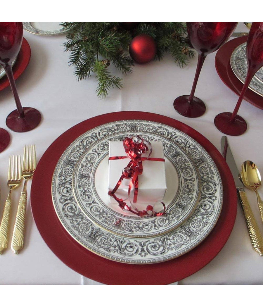 6 X Sottopiatti Natalizi In Plastica 33cm Decorazioni Natale Per La Tavola Rosso         