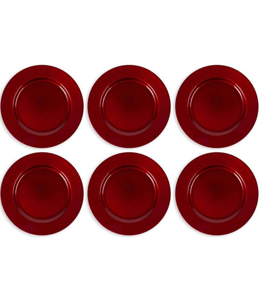 6 X Sottopiatti Natalizi In Plastica 33cm Decorazioni Natale Per La Tavola Rosso         