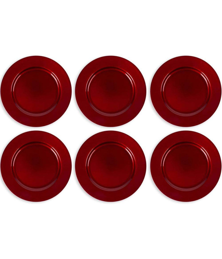 6 X Sottopiatti Natalizi In Plastica 33cm Decorazioni Natale Per La Tavola Rosso         