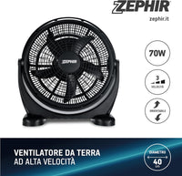 Zephir ZBF04CM Ventilatore da Pavimento, Nero