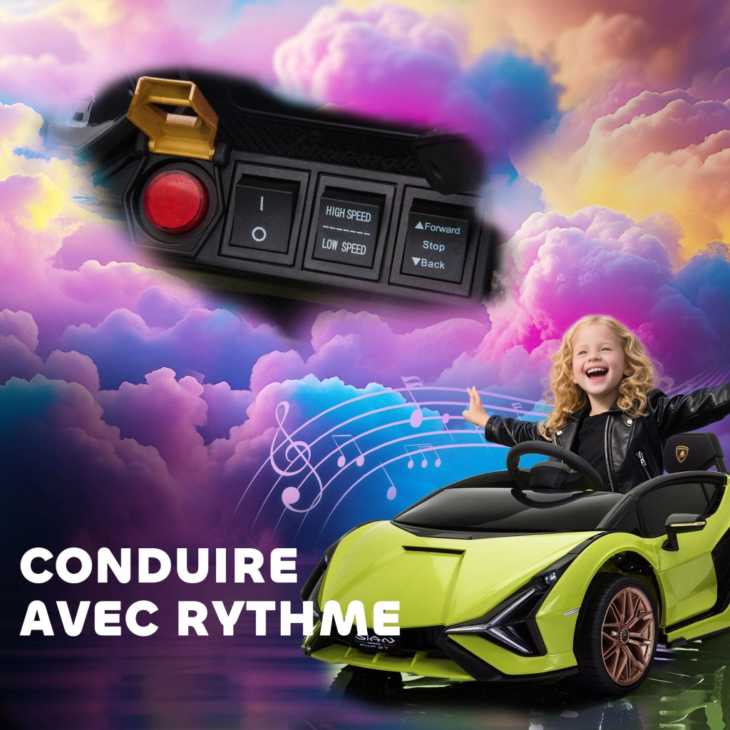 Auto elettrica Lamborghini Sian per Bambini ¨C zephmum ¨C Verde, Telecomando 2.4G