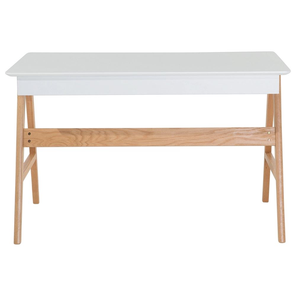 Scrivania da Ufficio Bianca 120 x 75 cm Piano Laccato 2 Cassetti Scandinavo