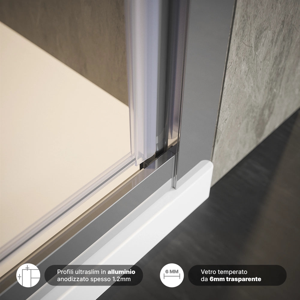 Porta doccia 100cm apertura a battente vetro 6mm trasparente | Aruba