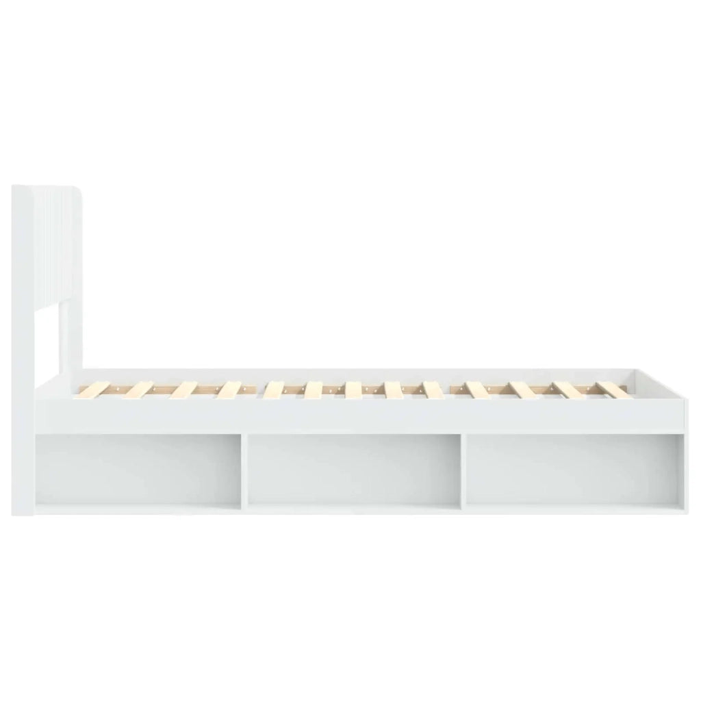 Struttura del letto con stoccaggio e testata-Giroletto con contenitore Bianco 75 x 190 cm 663539