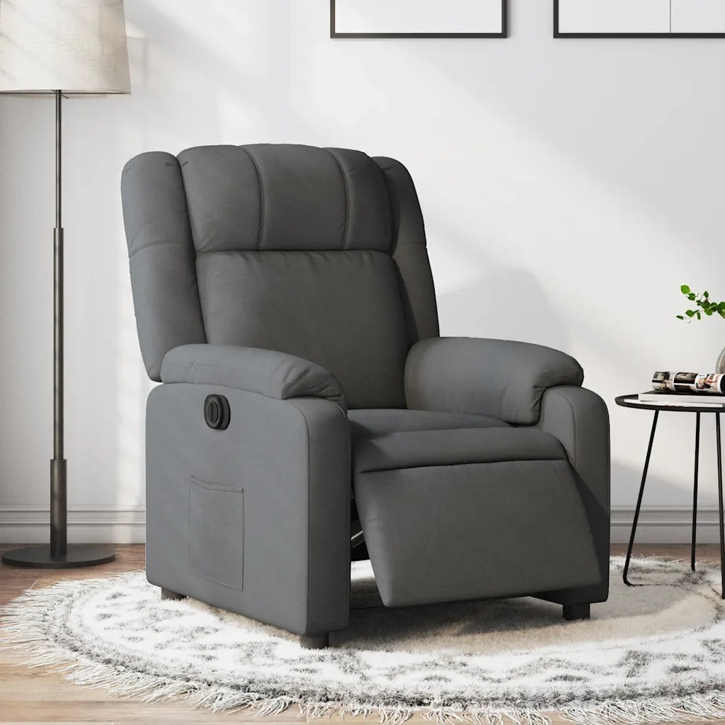 Poltrona Elettrica Reclinabile-Divano Sedia Grigio Scuro in Tessuto 710503