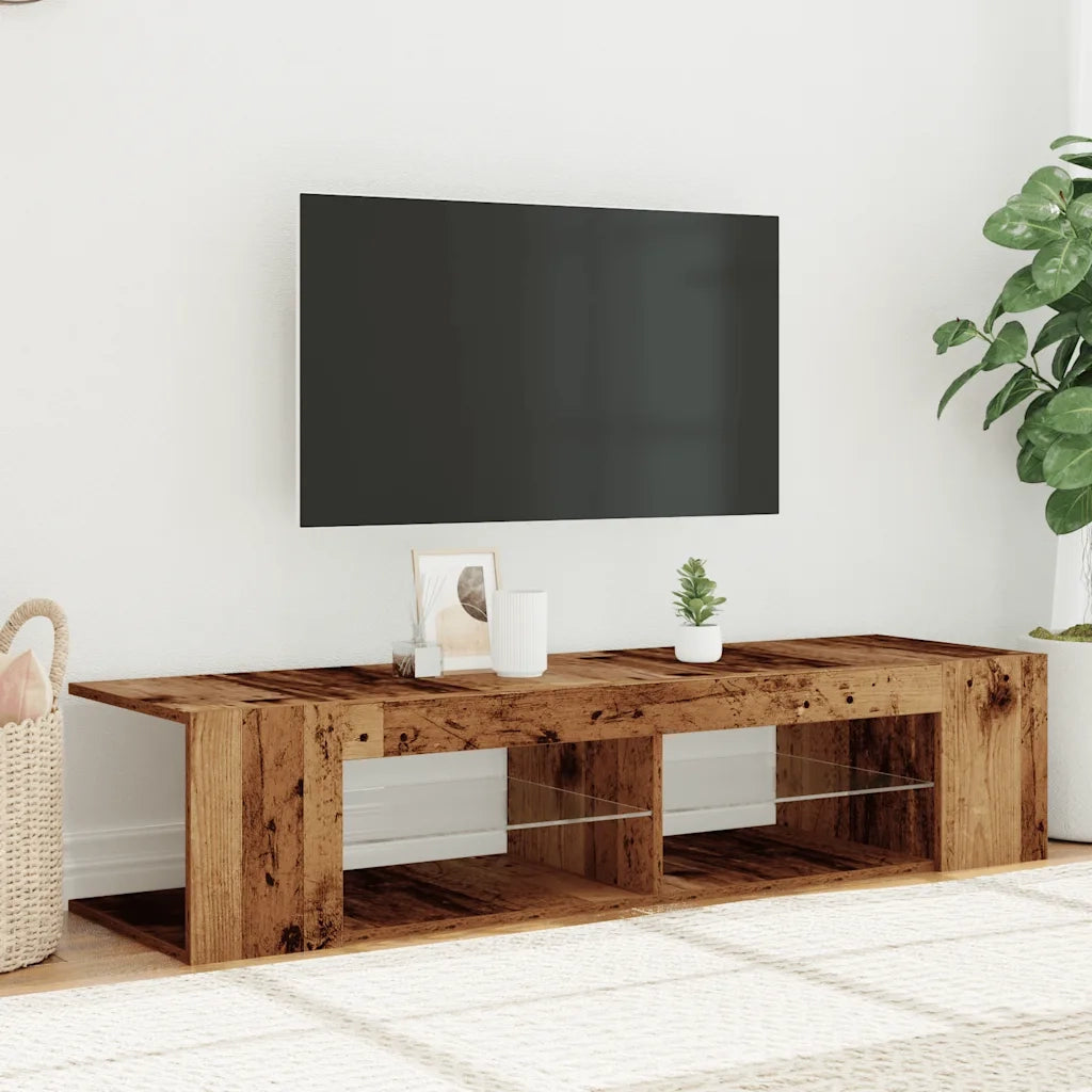 Mobile Porta TV con LED Legno Antico 135x39x30 cm Truciolato